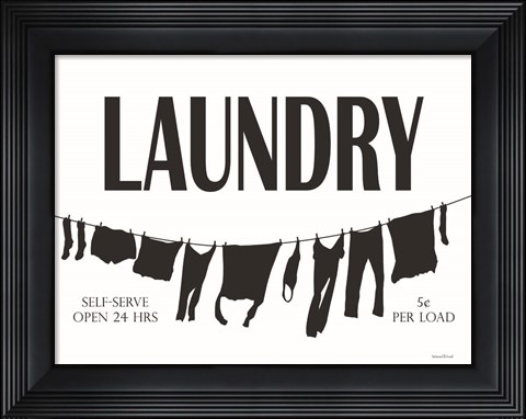 Framed Laundry Clothesline Print