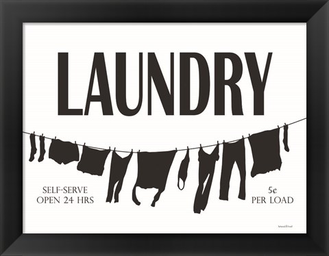 Framed Laundry Clothesline Print