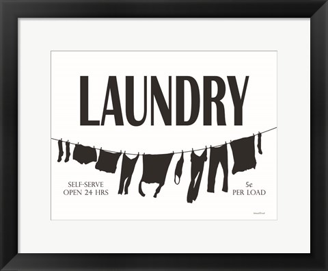 Framed Laundry Clothesline Print