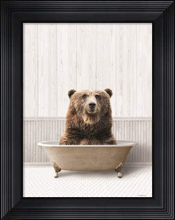Framed Bath Time Bear Print