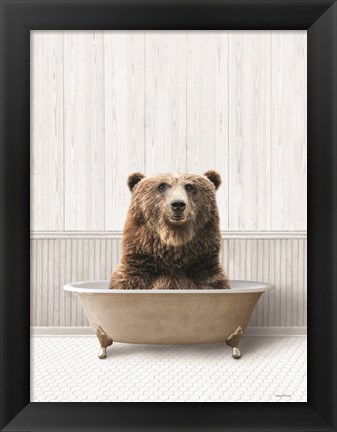 Framed Bath Time Bear Print