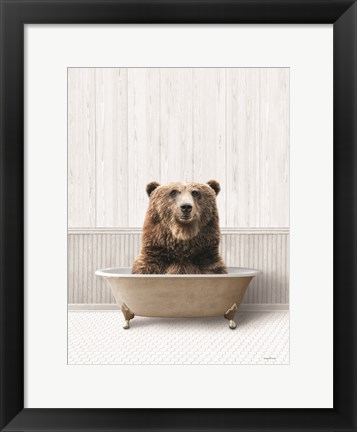 Framed Bath Time Bear Print