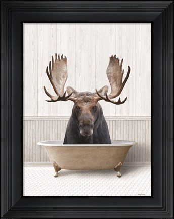 Framed Bath Time Moose Print