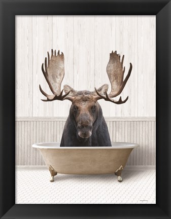 Framed Bath Time Moose Print