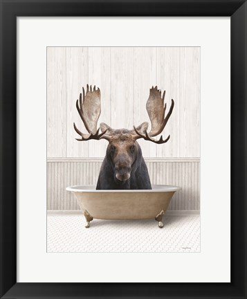 Framed Bath Time Moose Print