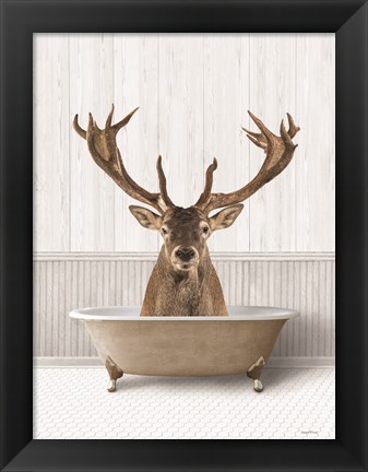 Framed Bath Time Deer Print