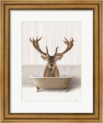 Framed Bath Time Deer Print