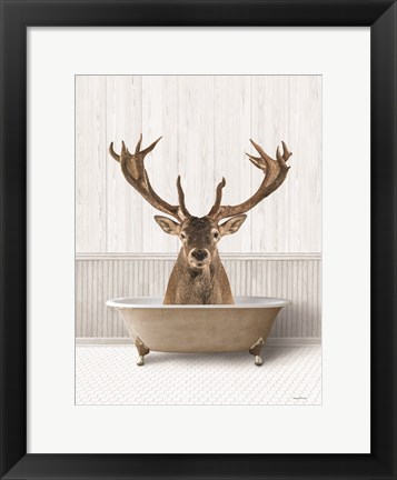 Framed Bath Time Deer Print