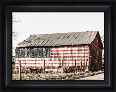 Framed American Flag Barn Print