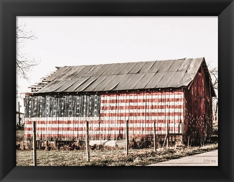 Framed American Flag Barn Print