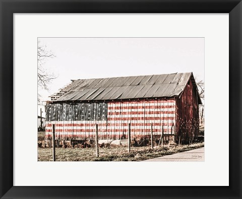 Framed American Flag Barn Print