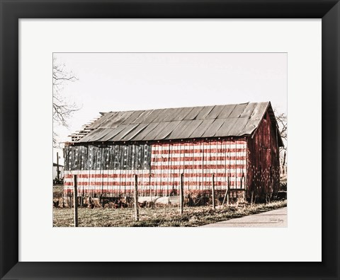 Framed American Flag Barn Print