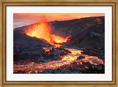 Framed La Fournaise Volcano Print