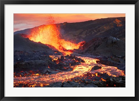 Framed La Fournaise Volcano Print