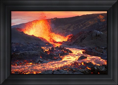 Framed La Fournaise Volcano Print