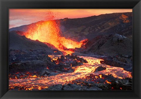 Framed La Fournaise Volcano Print