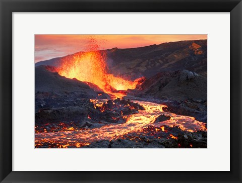 Framed La Fournaise Volcano Print