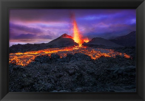 Framed Fire at Blue Hour! Print