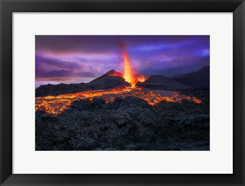 Framed Fire at Blue Hour! Print