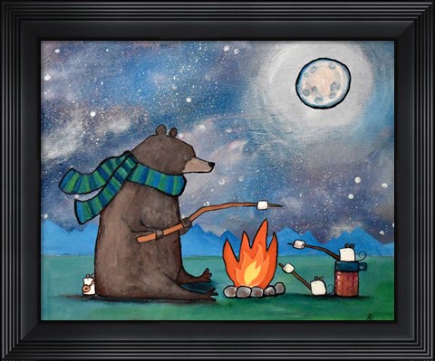 Framed Camping Bear Mouse Print