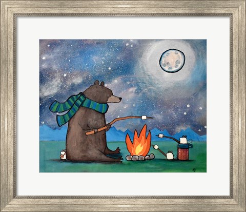 Framed Camping Bear Mouse Print