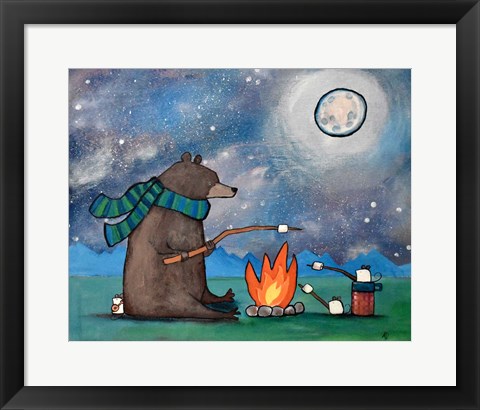 Framed Camping Bear Mouse Print