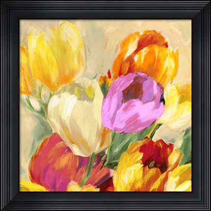 Framed Colorful Tulips I Print