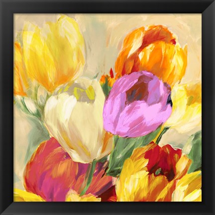 Framed Colorful Tulips I Print