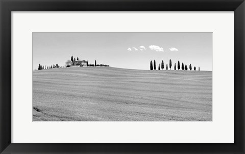 Framed Strada del Brunello, Tuscany (BW) Print