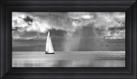 Framed Sailing on a Silver Sea (BW) Print