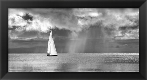 Framed Sailing on a Silver Sea (BW) Print