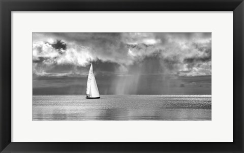 Framed Sailing on a Silver Sea (BW) Print