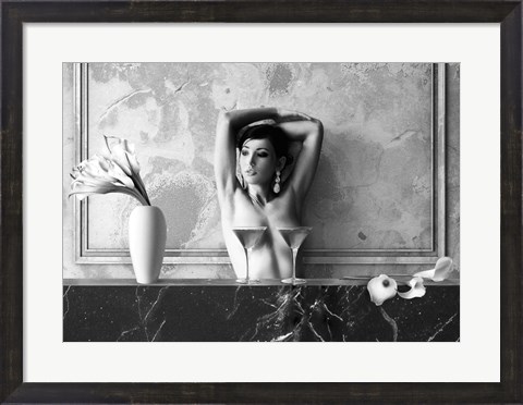 Framed Cocktail for Two (BW) Print