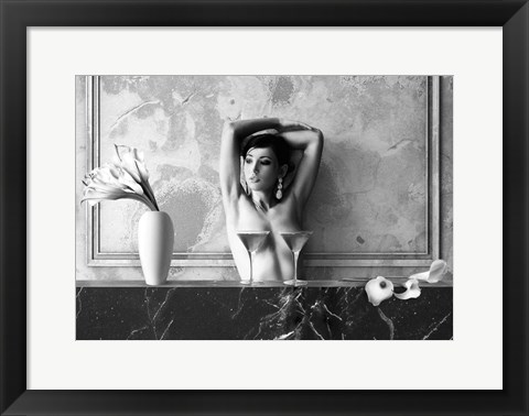 Framed Cocktail for Two (BW) Print