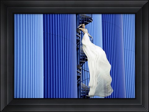 Framed Unconventional Womenscape #5, Indigo Print