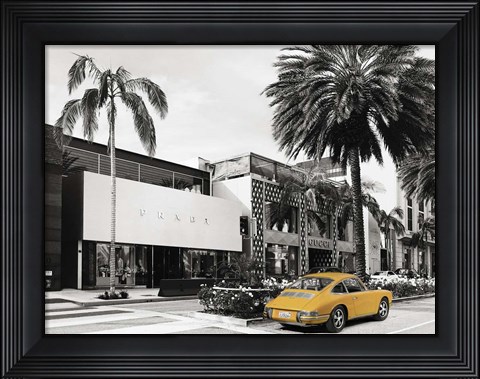 Framed Rodeo Drive, Beverly Hills, California (BW) Print