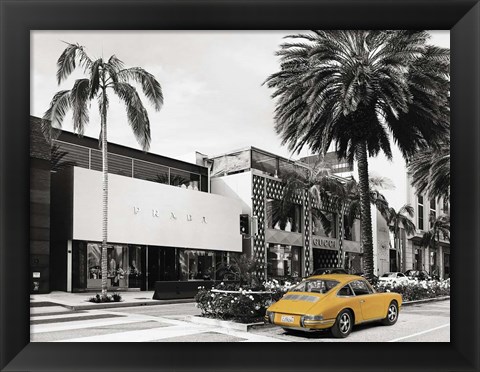 Framed Rodeo Drive, Beverly Hills, California (BW) Print