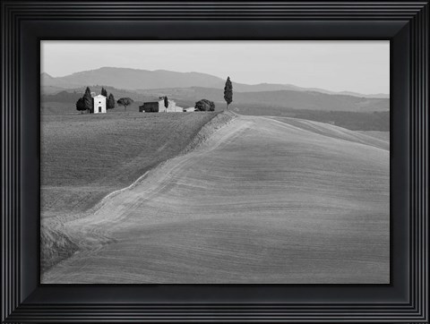 Framed Val d&#39;Orcia, Siena, Tuscany (BW) Print