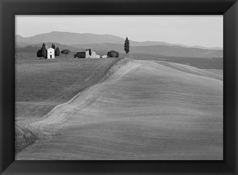 Framed Val d&#39;Orcia, Siena, Tuscany (BW) Print