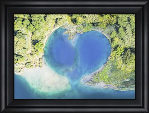 Framed Heart Shaped Atoll, Fiji Print