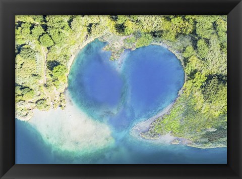 Framed Heart Shaped Atoll, Fiji Print