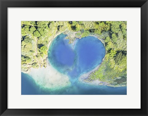 Framed Heart Shaped Atoll, Fiji Print