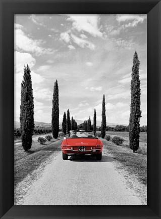 Framed Sportscar in Tuscany (BW) Print