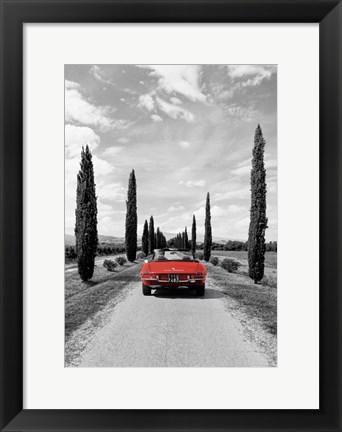 Framed Sportscar in Tuscany (BW) Print