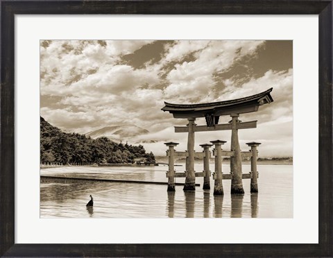 Framed Itsukushima Shrine, Hiroshima, Japan (BW) Print