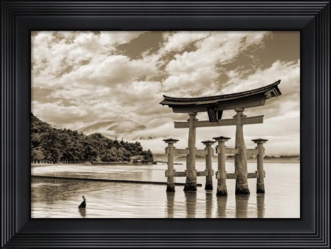 Framed Itsukushima Shrine, Hiroshima, Japan (BW) Print