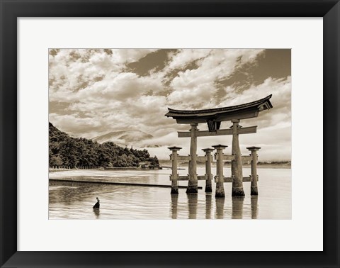 Framed Itsukushima Shrine, Hiroshima, Japan (BW) Print