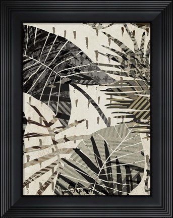 Framed Grey Palms Panel I Print