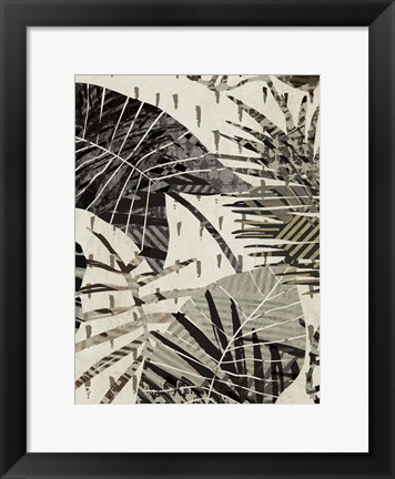 Framed Grey Palms Panel I Print