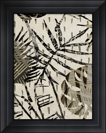 Framed Grey Palms Panel II Print